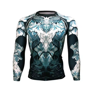 Customized Printed Lightweight Breathable <b>Compression</b> <b>Shirts</b> Men <b>Gym</b> Sublimation Long Sleeve Sportswear Spandex/Nylon Four-Way - Product Image 2
