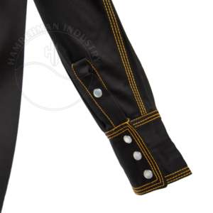 เสื้อเชิ้ตเชื่อมแบบตะวันตก แขนยาว ทนทาน ผลิตจากผ้าฝ้าย FR สวมใส่สบาย ป้องกันไฟลุก สะท้อนแสง สำหรับโรงงาน - Product Image 6