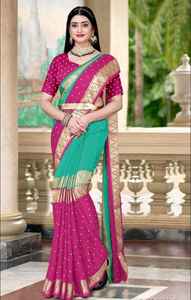 Saris en soie crêpe, robes de carrière haut de gamme, vêtements ethniques indiens pour les occasions spéciales, en stock, fabriqués en Inde à prix avantageux - Product Image 3