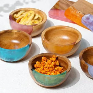 Tazón de Madera y Resina de Diseño Multicolor, Diseño Moderno con Pulido, Tazón para Servir Masa para Bodas, Uso Ecológico en el Hogar y Hoteles - Product Image 1