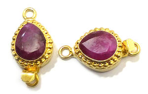 Fermoir de boîte en forme de larme de pierres précieuses rubis plaqué or 18 carats, composant de fabrication de bijoux B626, 1 à 3 brins, 27X14X10MM - Product Image 3