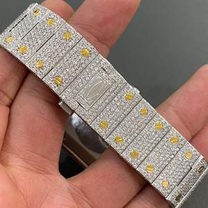 Reloj de Lujo con Incrustaciones de Moissanita Cuadrada, Acabado en Oro y Plata de Dos Tonos, Estilo Hip Hop, Aspecto de Diamante, Automático - Product Image 2