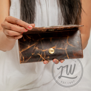 LW Vintage Large Capacity Leather Wallet Women Handcrafted New Cash Money Bag <b>Purse</b> <b>RFID</b> Fashionable Bohemian Lady's Summer - Product Image 3