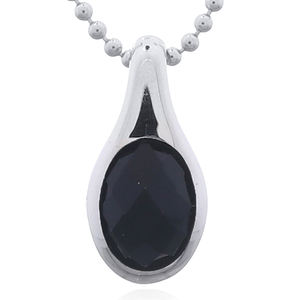Magnifique pendentif en forme de larme avec incrustation ovale d'agate noire en argent 925 - Product Image 1