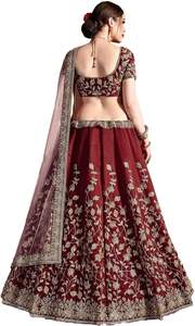 Trendy Pakistani Beautiful Flower Design Style Wedding Wear Stitched Lehenga Lace Embroidery Red Color Bridal Dress <b>Mother</b> <b>Bride</b> - Product Image 2