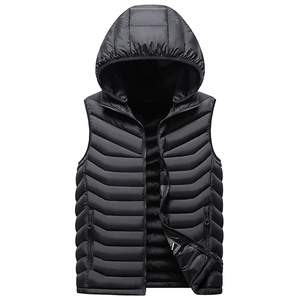 High Quality Men's <b>Hooded</b> Quilted Puffer Vest Thermal Sleeveless <b>Body</b> <b>Warmer</b> Custom Logo Polyester/Nylon Color Blocked Wholesale - Product Image 4