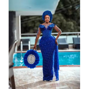 Vestido Africano George de Lujo, Bordado, Corte Entallado, Ecológico, para Ceremonias Culturales, Bodas y Celebraciones Tradicionales - Product Image 2