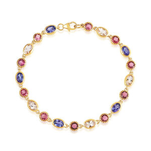 Piedra preciosa natural 925 plata esterlina granate bisel conjunto pulsera joyería para mujer - Product Image 5