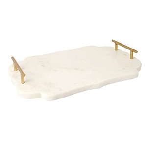 Plateau en marbre élégant avec poignées en métal, décoration de maison et de Table, vente en gros de haute qualité avec personnalisation - Product Image 1
