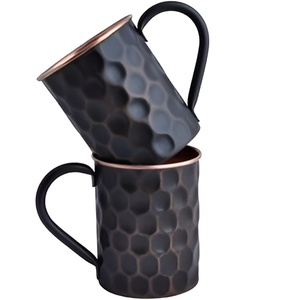 Tasse élégante en cuivre martelé avec poignée en laiton Mule de Moscou Tasse en cuivre Bière Cocktail Boisson Tasses en cuivre - Product Image 2