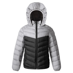 Veste matelassée unisexe bicolore gris noir à capuche, vêtement d'extérieur chaud d'hiver, imperméable, respirant, coupe-vent, épaisse, fermeture éclair - Product Image 1