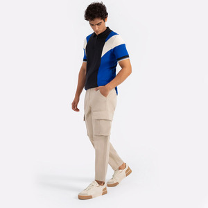 เสื้อโปโลลำลองคอ100% ของผู้ชายเสื้อคอตตอนแขนสั้นมีสไตล์ - Product Image 2