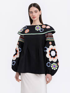 Blusas informales para mujer, camisas bordadas con manga farol, camisetas Retro para mujer, ropa para mujer, venta al por mayor - Product Image 3