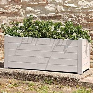 Vaso rettangolare esterno da 100L in resina 100x42x40cm bianco/grigio con piedini regolabili vasi da fiori e fioriere - Product Image 3