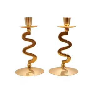 Chic Rustic Crystal Metal European Golden <b>Candlestick</b> <b>Holder</b> Designer Tabletop Ornament for Christmas Home Interior Lounge - Product Image 1