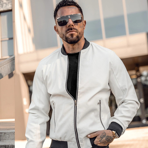 Veste de motard en cuir véritable pour homme, coupe-vent unisexe, logo personnalisé sur le devant, vente en gros - Product Image 5