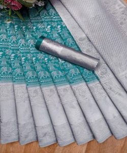 Saree en mousseline de soie pour femmes avec travail imprimé fantaisie et look de fête de mariage exclusif pour les occasions spéciales choli - Product Image 3