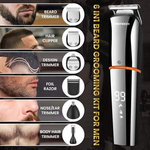 Tondeuse de Précision Sans Fil 6 1/2 pour Hommes, Kit Étanche IPX6 pour Barbe, Cheveux, Corps et Poils du Nez/oreilles, Alimentée par Batterie - Product Image 1