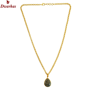 Pierres précieuses populaires plaqué or 925 argent sterling labradorite pierre précieuse pendentif collier en gros prêt stock bijoux à bas prix - Product Image 2