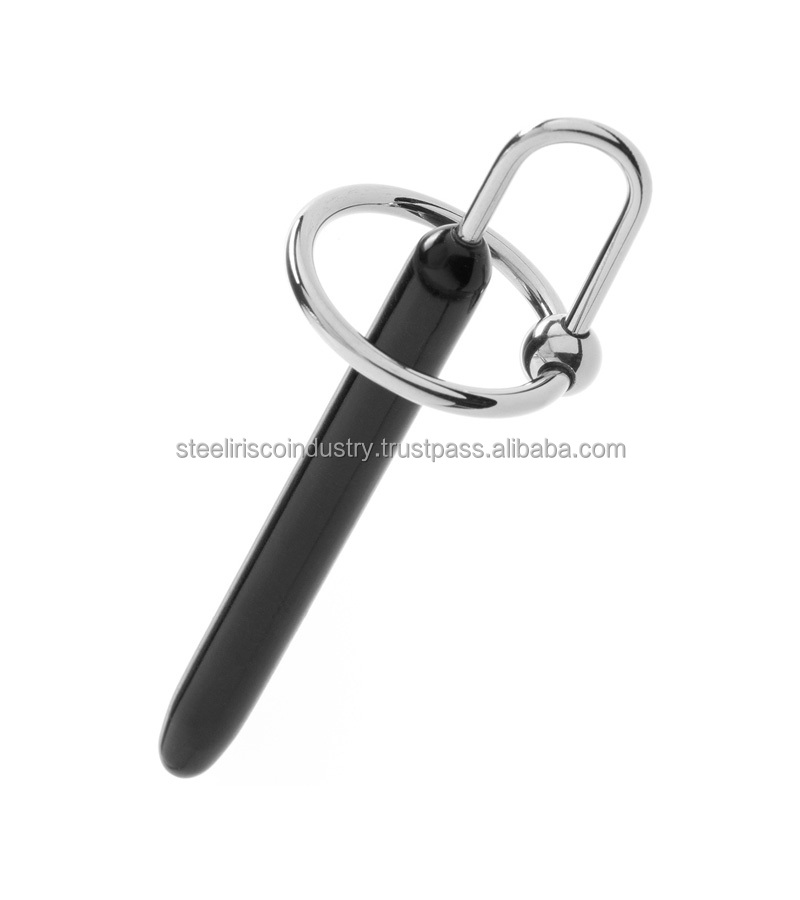 Black Silicon Penis Ring BDSM Male Metal Urethral Plug