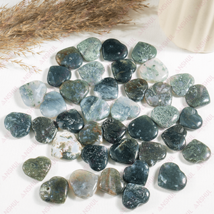 Venta al por Mayor de Mini Corazones de Ágata Musgosa para Sanación Emocional, Decoración y Meditación - Product Image 2