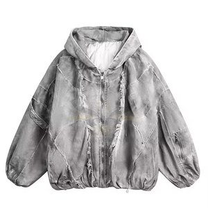Design personnalisé de haute qualité pull à capuche avec broderie de détresse solide décontracté grande taille sweats à capuche avec broderie de détresse - Product Image 1