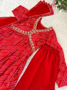 Designer Women's Silk/Georgette Semi-Stitched Wedding Gown with Digital Print Embroidery Lace Border for Wedding/Party Wear - Product Image 6