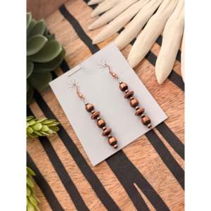 Vintage Navajo Strung Copper Graduated <b>Machine</b> Made Pearls Drop Dangle Earrings with <b>Ball</b> Shape <b>Ball</b> Pattern - Product Image 3
