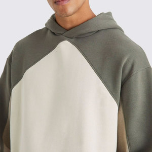 Sweat à capuche en polaire personnalisé 320 g/m² 100 % coton pour l'hiver, veste à deux couleurs, bloc de couleur unique, sweat à capuche patchwork bicolore - Product Image 2