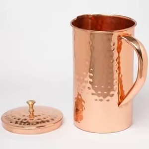 Jarra de cobre puro con diseño de diamante con tapa para servir agua, uso doméstico en la cocina - Product Image 5