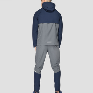 Ensemble deux pièces pour homme, pantalon de survêtement et veste coupe-vent, taille plus, décontracté, hiver, à capuche, uni, léger, respirant, séchage rapide - Product Image 2