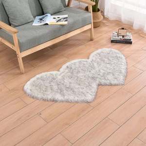 Tapis personnalisé en laine de soie douce et moelleuse de 5-6 mm, en forme de cœur, pour chambre à coucher, chambre d'enfant, style bohème, tufté, cadeau romantique, décoration intérieure - Product Image 3