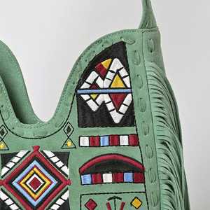 Bolso de Hombro de Cuero de Gamuza Duradero de Alta Calidad para Niñas, Bolso Cruzado Estilo Vaquero Occidental con Cierre de Cremallera al Mejor Precio, Disponible en Existencia - Product Image 3