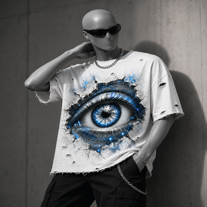 Camiseta Corta Oversize Personalizada con Efecto Desgastado, 100% Algodón, Suave y Transpirable, Corte Holgado, Diseño Gráfico, Unisex, Estilo Moderno para Mayor Comodidad - Product Image 6
