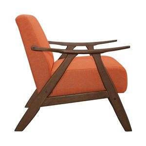 Sillón Moderno Escandinavo de Tela Naranja con Estructura de Madera de Nogal, Sillón Tapizado, Asiento Decorativo para Sala de Estar y Hogar - Product Image 2