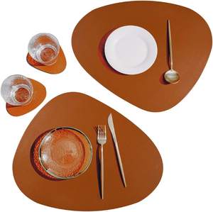 High Quality Leather <b>Placemats</b> Handmade <b>square</b> Shape Burgundy Color Modern Design and Tabletop Decorate - Product Image 2