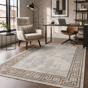 Tapis moderne lavable Netline Home Georgian Linework, brun chaud - Product Image 4