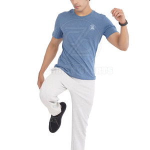 Camiseta Lisa ajustada para hombre, Camiseta lisa de estilo básico para hombre con cuello redondo y dobladillo de doble costura - Product Image 2