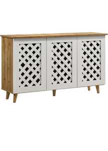 Modern White 3-Door Shoe Cabinet with Lattice Design Stylish Entryway Shoe Storage Organizer for Hallway - Product Image 2