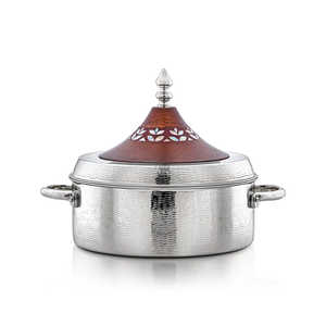 Casserole Hotpot en argent plaqué de la meilleure qualité Casserole de luxe faite à la main Hot Pot forme ronde pour servir dans les fêtes de mariage - Product Image 1