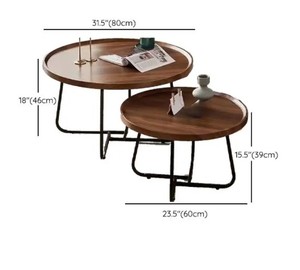 Mesa de centro de madera maciza y Marco de metal para sala de estar y oficina, muebles decorativos, mesa de centro de metal y madera - Product Image 3