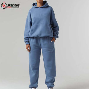 Survêtements décontractés à capuche de haute qualité, taille personnalisée, streetwear, survêtements de jogging, pull oversize pour femmes, 100% coton, coupe ample - Product Image 3
