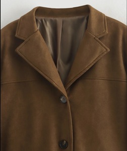 Chaqueta fina antiarrugas de lona para mujer, abrigo de manga larga, traje de un solo pecho, chaqueta con solapa, rompevientos de retazos - Product Image 5