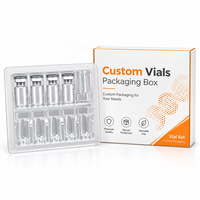 Boîte d'emballage personnalisée pour flacons de médicaments écologiques de 3 ml/10 ml, lot de 10, avec plateau en blister transparent en PET et pelliculage brillant, boîte en papier personnalisée pour flacons en verre