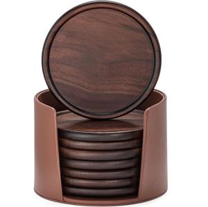 Round Shape Wooden Coaster With Holder For Kitchenware Dining Table Tea & <b>Coffee</b> Serving Mats & <b>Pads</b> Handmade - Product Image 4