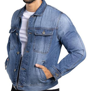 เสื้อสตรีทแวร์สำหรับผู้ชายเสื้อแจ็กเก็ตผ้ายีนส์สีฟ้าขาดๆปักโลโก้ผ้ายีนส์ซักได้สำหรับฤดูหนาว2024 - Product Image 6
