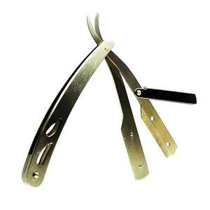 Maquinilla de afeitar plegable de acero inoxidable de un solo filo, herramienta de afeitado de barberos rectos, características desechables, uso facial de barba, cuchillas reemplazables - Product Image 2