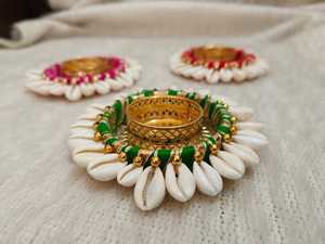 Soportes de luz de té COWRIE multicolor hechos a mano Vintage para decoración festiva del hogar y Regalos memorables decoración de Navidad regalo de Diwali - Product Image 3