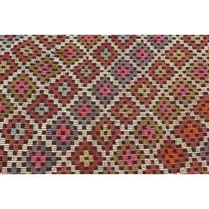 Alfombra turca vintage, alfombra Kilim de 2.7x3.7 pies, alfombra de lana roja marrón con motivos de plantas y árboles - Product Image 5