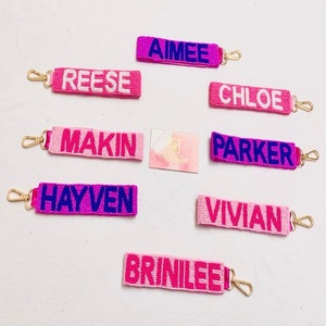 Porte-clés élégant personnalisé avec nom perlé porte-monnaie indien embelli à la main sac transparent porte-clés enfants porte-clés Collection - Product Image 2